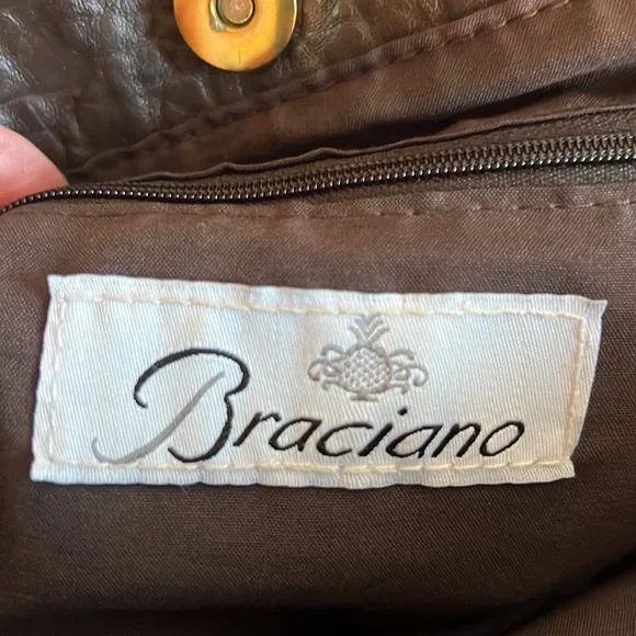 BRACIANO Shoulder Bag Handbag Brown REALLY NICE 15 w x12 h x 3” - Picture 8 of 13